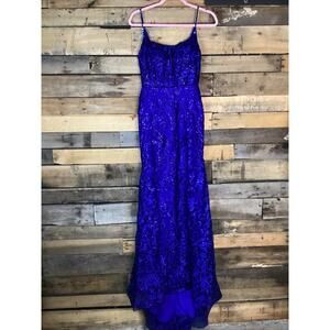 Royal Blue Sequined Embroidered Mermaid Prom Dress W Spaghetti Straps Size 2